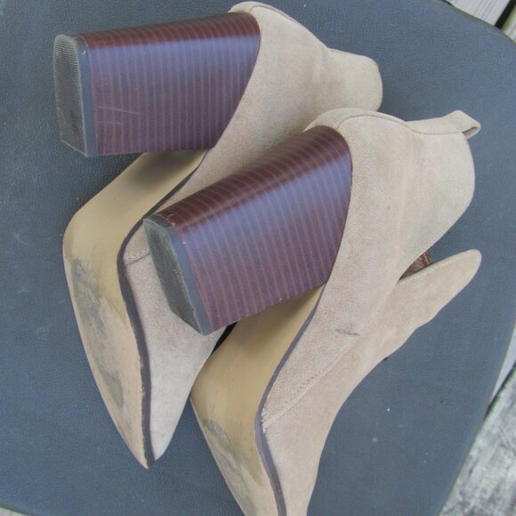 Faux Suede Tan/Cream Ankle Boots/Half Boots Women's Size 10 - Picture 13 of 16